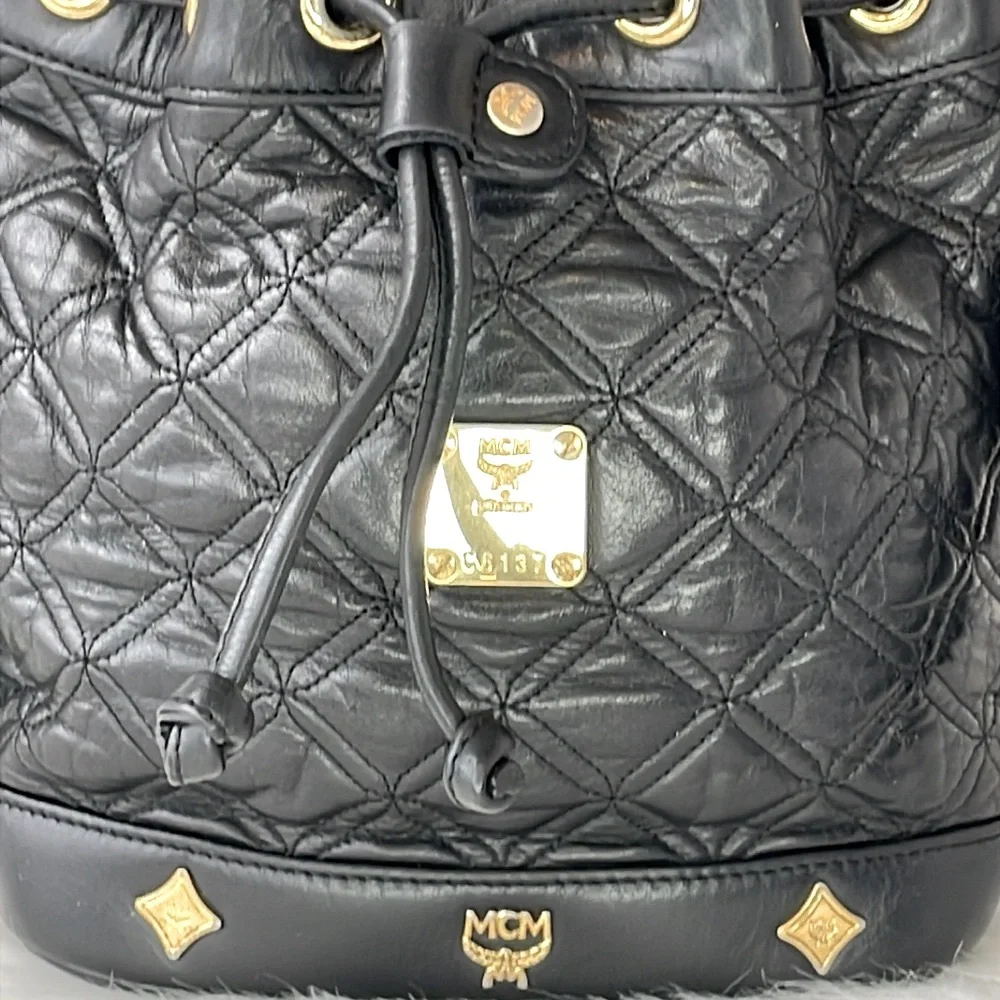 MCM‎ Black Quilted Leather Bucket Bag